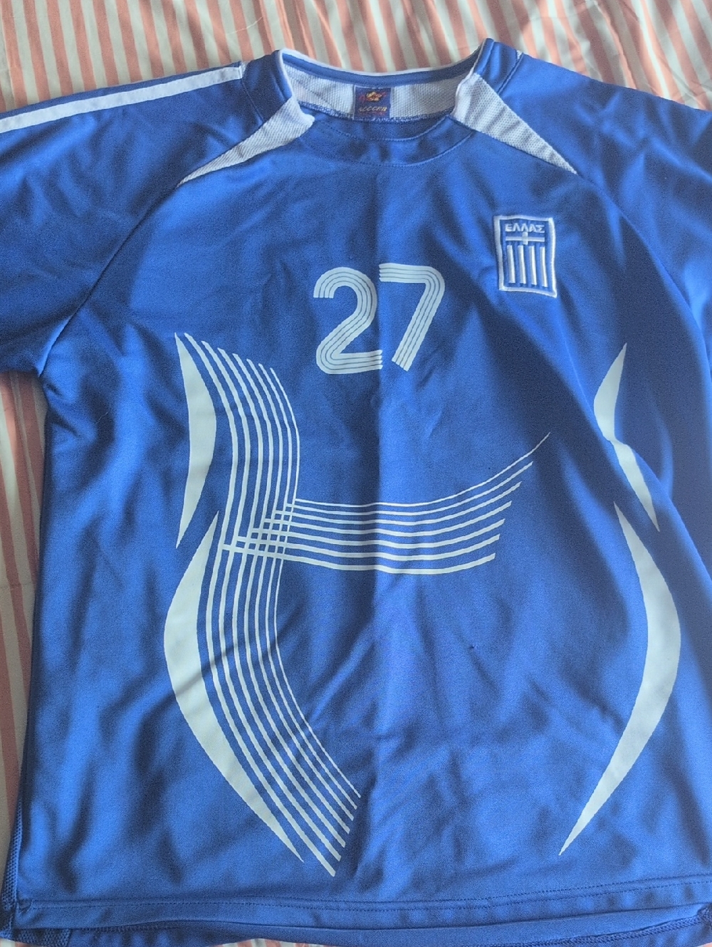 Blue Athletic Jersey with White Graphic #27 Samaras